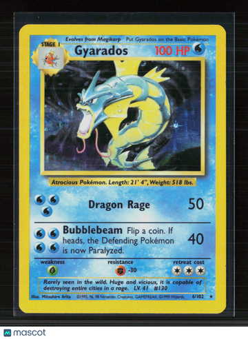 1999 Base Set Gyarados Holo Rare #6/102
