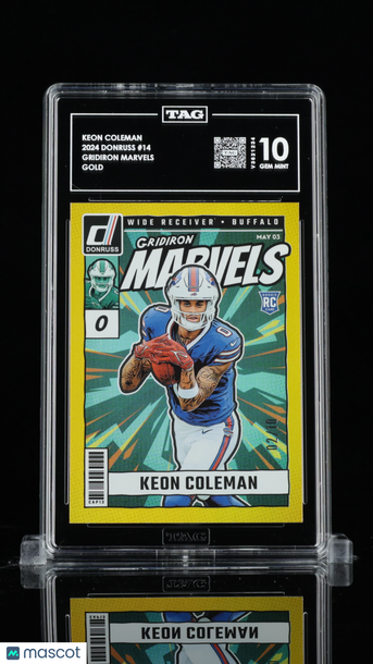 2024 Donruss Gridiron Marvels Keon Coleman #14 Gold /10 Short Print Rookie TAG 10