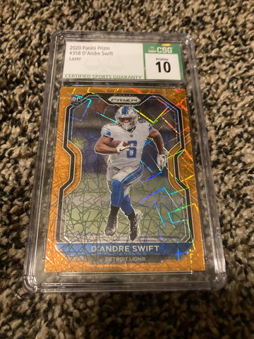 D'Andre Swift Pristine 10 Orange Lazer Prizm