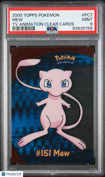 2000 Topps Pokemon TV Animation Clear Cards Mew #PC7 PSA 9