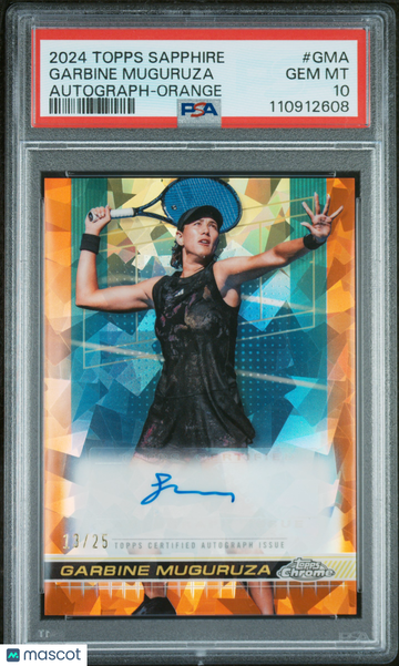 2024 Topps Chrome Sapphire Tennis Autographs Garbine Muguruza #GMA Orange 13/25 PSA 10