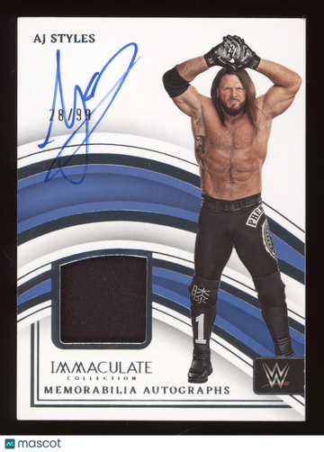2023 Panini Immaculate Collection WWE AJ Styles #MA-AJS /99 Memorabilia Autographs