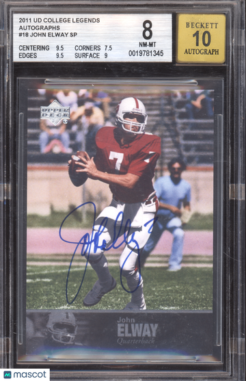 2011 Upper Deck College Legends Autographs John Elway #18 BGS 8 Auto 10