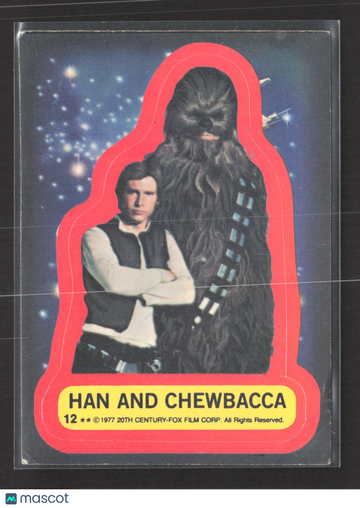 1977 Topps Star Wars Stickers Harrison Ford Peter Mayhew Sticker #12