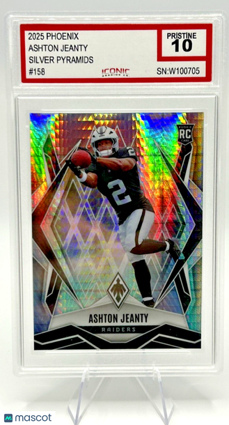 Graded 10 2025 Panini Phoenix Silver Pyramids Ashton Jeanty Rookie #158 Raiders Football Card