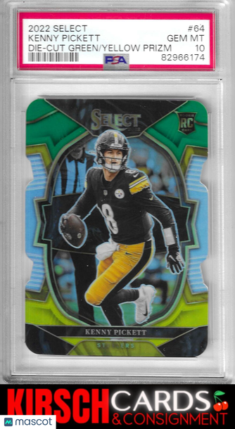 Kenny Pickett 2022 Panini Select #64 Die Cut Green Yellow Prizm RC