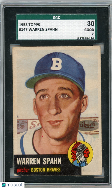 1953 Topps Warren Spahn #147 SGC 2