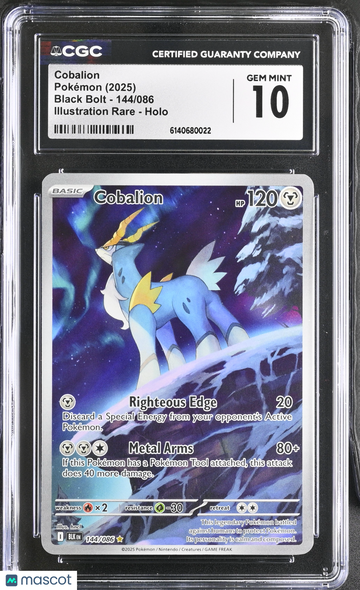 2025 Pokemon Black Bolt Cobalion Holo Illustration Rare Illustration Rare CGC 10 #144/086