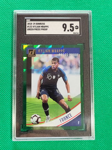 2018-19 Donruss Kylian Mbappe #132 Rookie PRESS PROOF GREEN SGC 9.5 MINT FRANCE