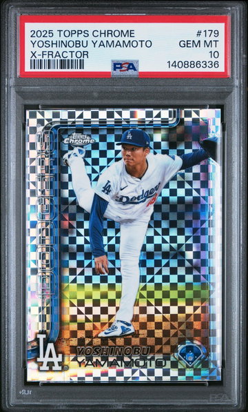 2025 Topps Chrome Xfractor Yoshinobu Yamamoto #179 PSA 10