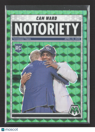 2025 Panini Mosaic Prizm Notoriety Cam Ward #17 Green RC