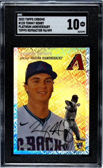 2023 Topps Chrome Platinum Anniv Topps Refractor Tommy Henry #120 RC /499 SGC 10