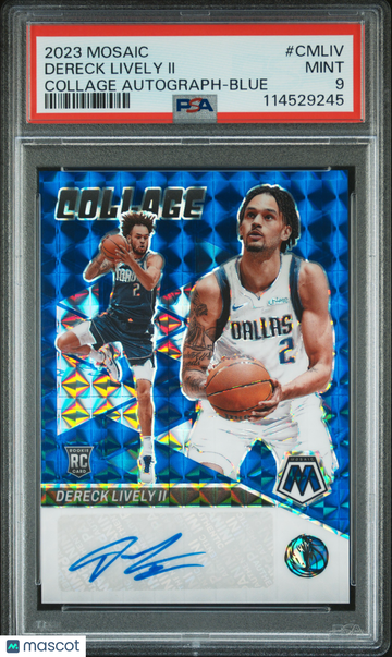 2023 Panini Mosaic Collage Autographs Mosaic Dereck Lively II #CMLIV Blue PSA 9