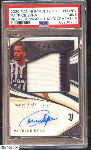 2020 Panini Immaculate Collection Premium Swatch Autographs Patrice Evra #PRPEV PSA 9