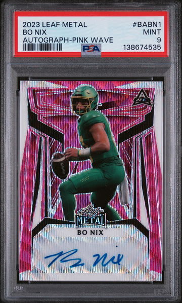2023 Leaf Metal Autographs Pink Wave Bo Nix #BABN1 /5 PSA 9