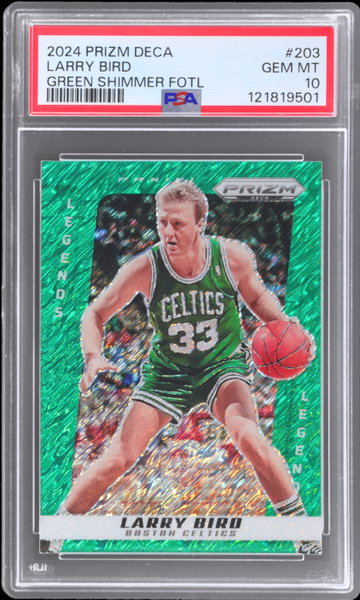 2024 Panini Prizm Deca Larry Bird Green Shimmer Fotl Prizm PSA 10