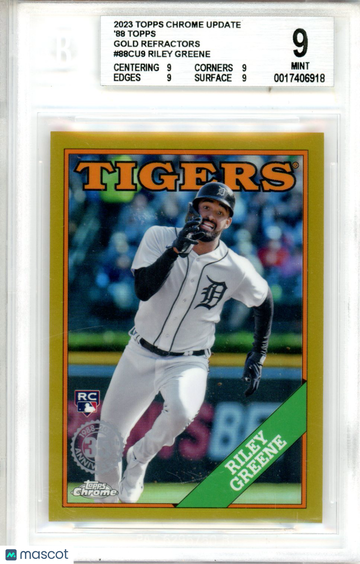2023 Topps Chrome Update '88 Topps Gold Refractors Riley Greene #88CU9 BGS 9