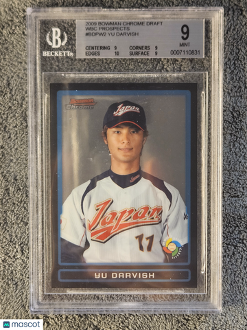 2009 Bowman Chrome Draft WBC Prospects Yu Darvish #BDPW2 Rookie RC BGS 9