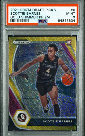 2021 Panini Prizm Draft Picks Scottie Barnes Gold Shimmer RC FOTL 7/10 PSA 9 Mint SSP #