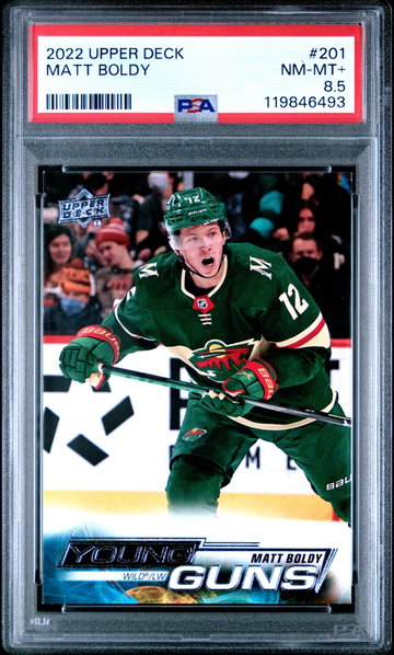 2022 Upper Deck Young Guns Matt Boldy #201 PSA 8.5