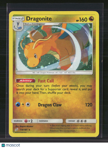 Pokemon 2019 Unified Minds Dragonite #119/181