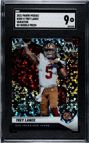 2021 Panini Mosaic #303-V Trey Lance Variation No Huddle Prizm SGC 9!
