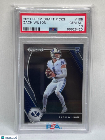 2021 Panini Prizm Draft Picks Zach Wilson #105 PSA 10