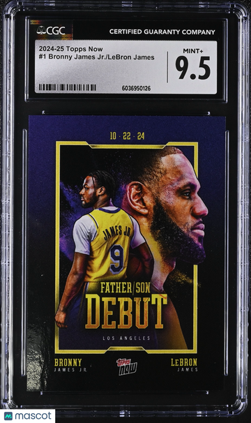 2024-25 Topps Now Bronny James Jr./LeBron James #1 CGC 9.5