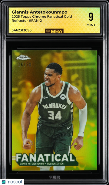 2025 Topps Chrome Fanatical Giannis Antetokounmpo #FAN-2 Gold Refractor MBA 9