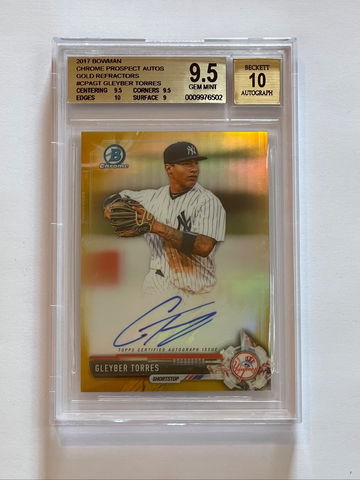 2017 Bowman Chrome Gleyber Torres Auto Gold Refractor #/50 BGS 9.5/10