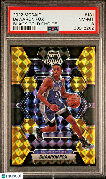Graded 2022-23 Panini Mosaic Choice Black Gold Prizm #181 De'Aaron Fox PSA 8 /8