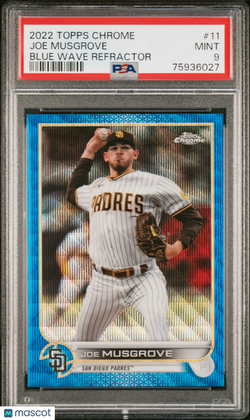2022 Topps Chrome Joe Musgrove #11 Blue Wave Refractor PSA 9