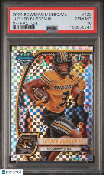 2024 Bowman University Chrome Luther Burden III #123 X Fractor Rookie PSA 10