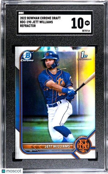 2022 Bowman Draft Jett Williams #BDC-190 CHR. Refractor SGC 10