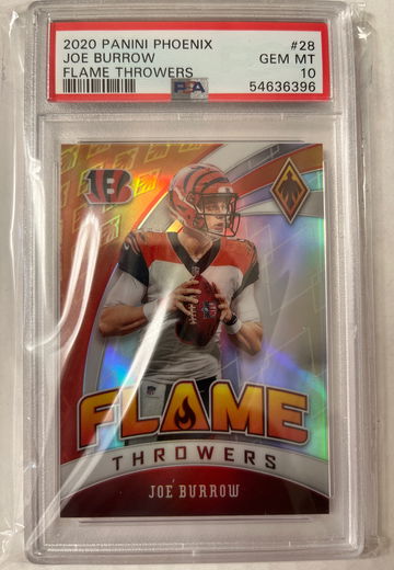2020 Panini Phoenix Joe Burrow Flamethrowers #28 PSA 10