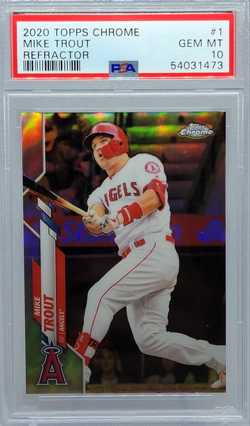 2020 TOPPS CHROME #1 MIKE TROUT REFRACTOR PSA 10
