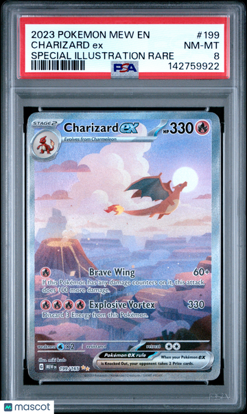2023 Pokemon Mew EN-151 Charizard EX Special Illustration Rare PSA 8 #199