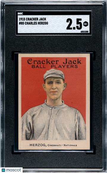 1915 Cracker Jack Charles Herzog #85 SGC 2.5