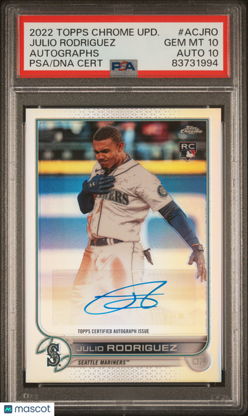 2022 Topps Chrome Update Autographs Julio Rodriguez #ACJRO Refractor Autographs Parallel/Variety Rookie PSA 10 Auto 10