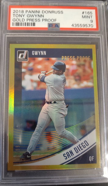 Tony Gwynn 2018 Donruss Gold Press Proof Nickname variation PSA 9