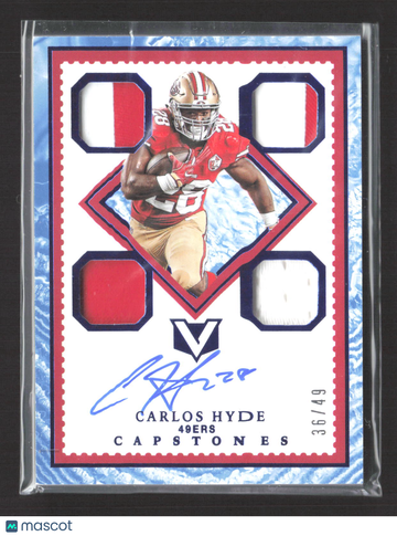 2018 Panini Vertex Capstones Carlos Hyde #CP-CH /49 Quad Patch Player-Worn Materials Memorabilia