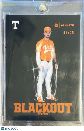 2026 ONIT Blackout Edition Garrett Wright BL-2 03/20 Tennessee Volunteers Baseball Card