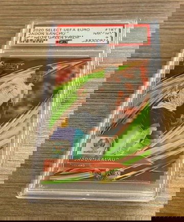 2020 Panini Select UEFA Jadon Sancho Euro Neon Green Field Level #181 /149 PSA 8