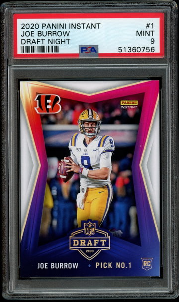 2020 Panini Instant Draft Night #1 Joe Burrow PSA 9 MINT