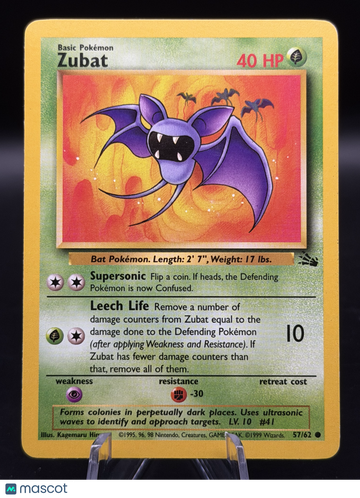 Pokemon 1999 Fossil Zubat #57/62 - Lightly Played (Excellent)