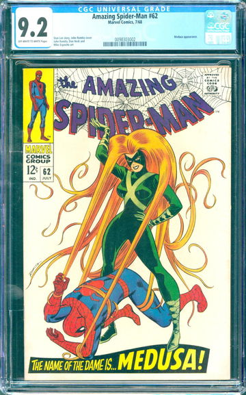 Amazing Spider-Man #62 (1968) CGC 9.2 -- O/w to white pages; Medusa appearance