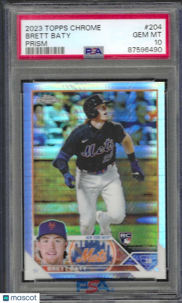 2023 Topps Chrome Brett Baty #204 Prism Refractor PSA 10