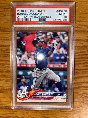 2018 Topps Update Ronald Acuna Jr At Bat Blue Jersey RC PSA 10 Gem Mint
