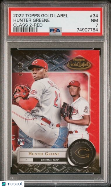 2022 Topps Gold Label Hunter Greene #34 Class 2 Red PSA 7