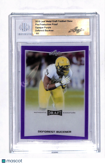 2016 Leaf Metal Draft Football DeForest Buckner Opaque Purple 1/1 Pre-Production Proof Auto
